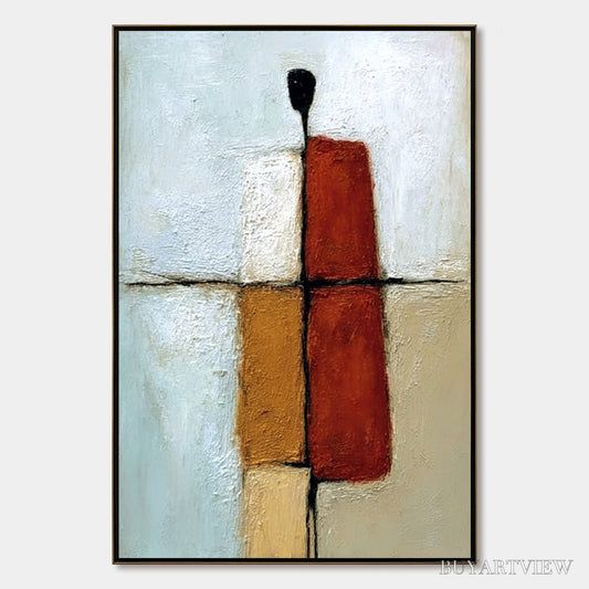 BUYARTVIEW Convergence – Vertical Abstract Figurative Textured Oil Painting - image 1