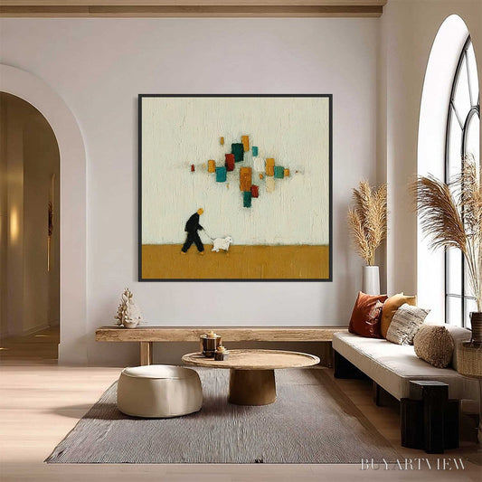 BUYARTVIEW Urban Stroll – Textured Figurative Abstract Painting of a Walk with a Companion - image 2