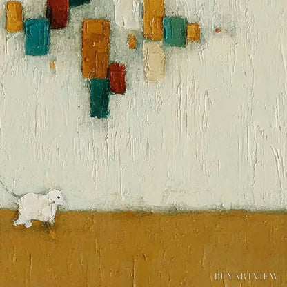 BUYARTVIEW Urban Stroll – Textured Figurative Abstract Painting of a Walk with a Companion - image 3