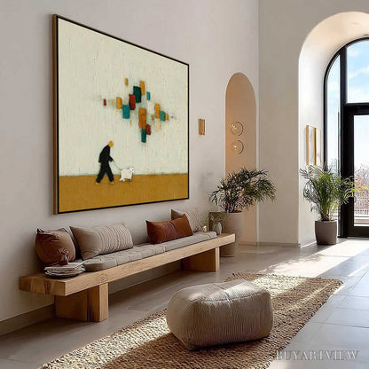BUYARTVIEW Urban Stroll – Textured Figurative Abstract Painting of a Walk with a Companion - image 4