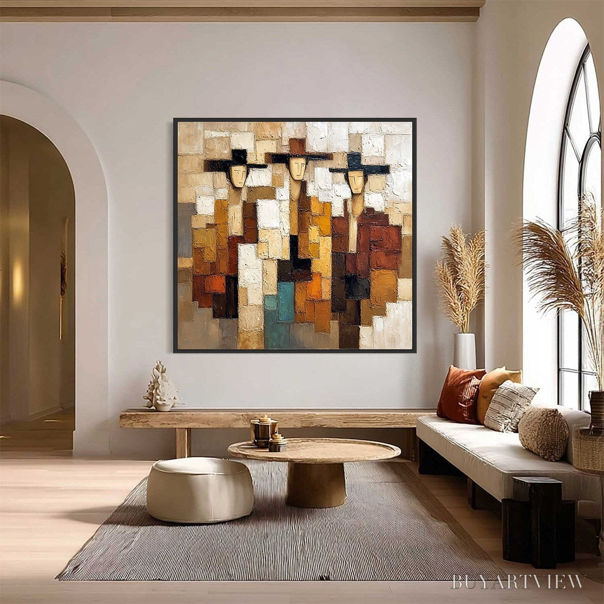 BUYARTVIEW the Compadres – Abstract Figurative Impasto Palette Knife Painting - image 2