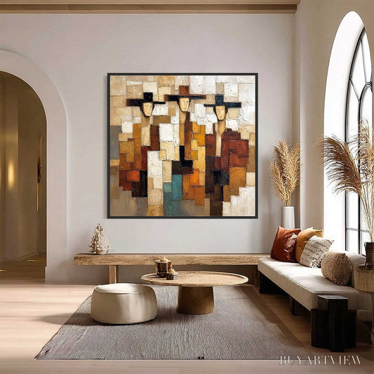 BUYARTVIEW the Compadres – Abstract Figurative Impasto Palette Knife Painting - image 2