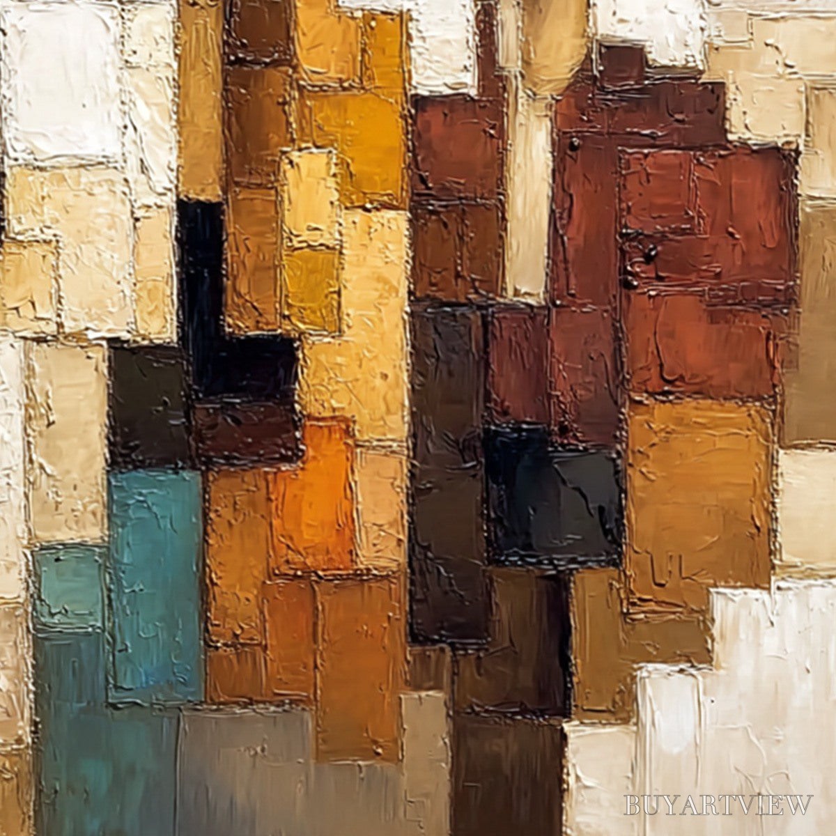 BUYARTVIEW the Compadres – Abstract Figurative Impasto Palette Knife Painting - image 3