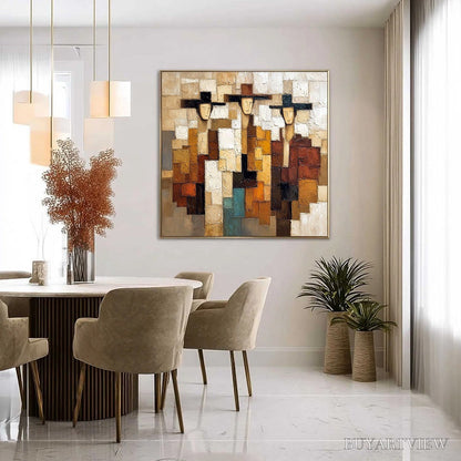 BUYARTVIEW the Compadres – Abstract Figurative Impasto Palette Knife Painting - image 4