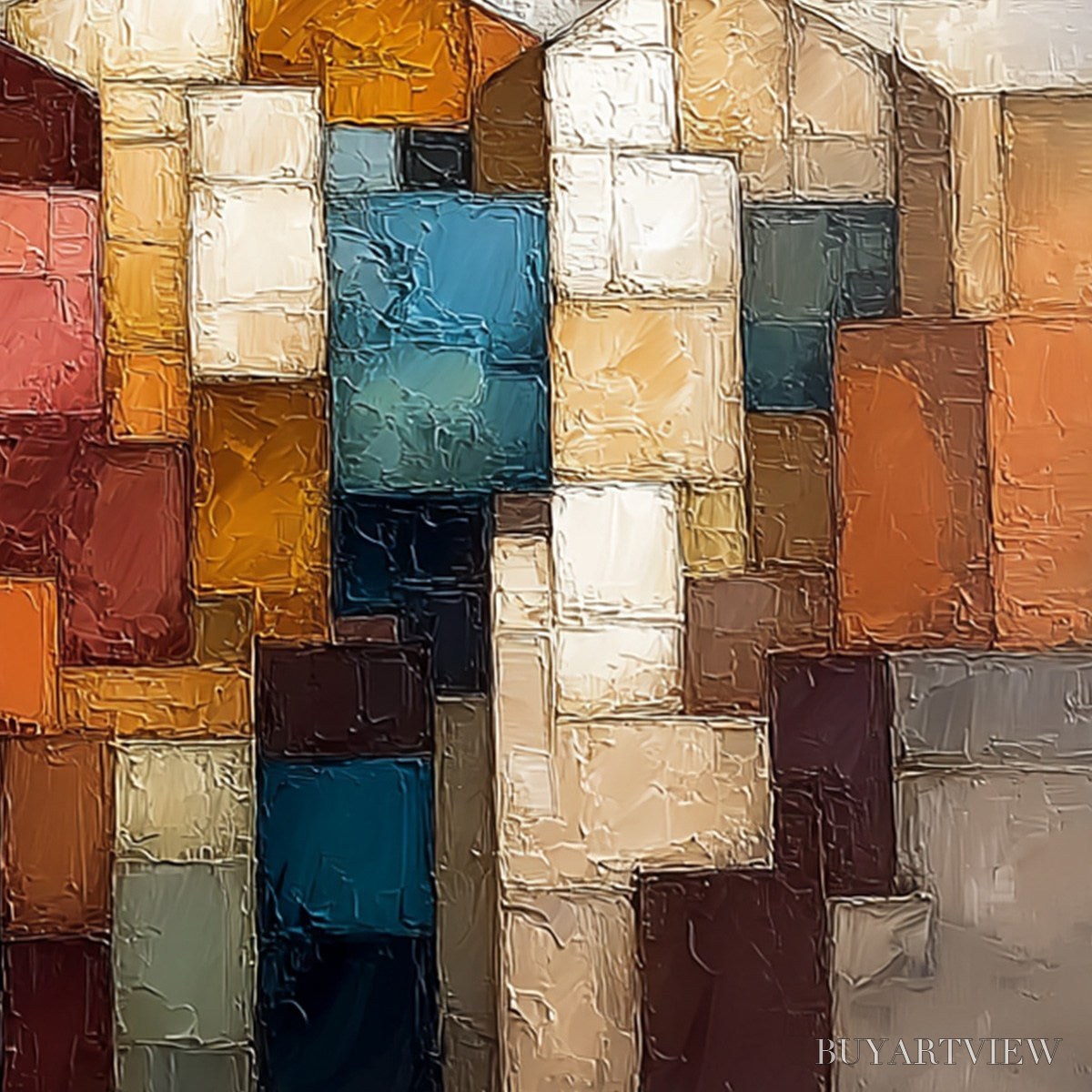 BUYARTVIEW the Triad – Textured Abstract Figurative Oil Painting - image 3