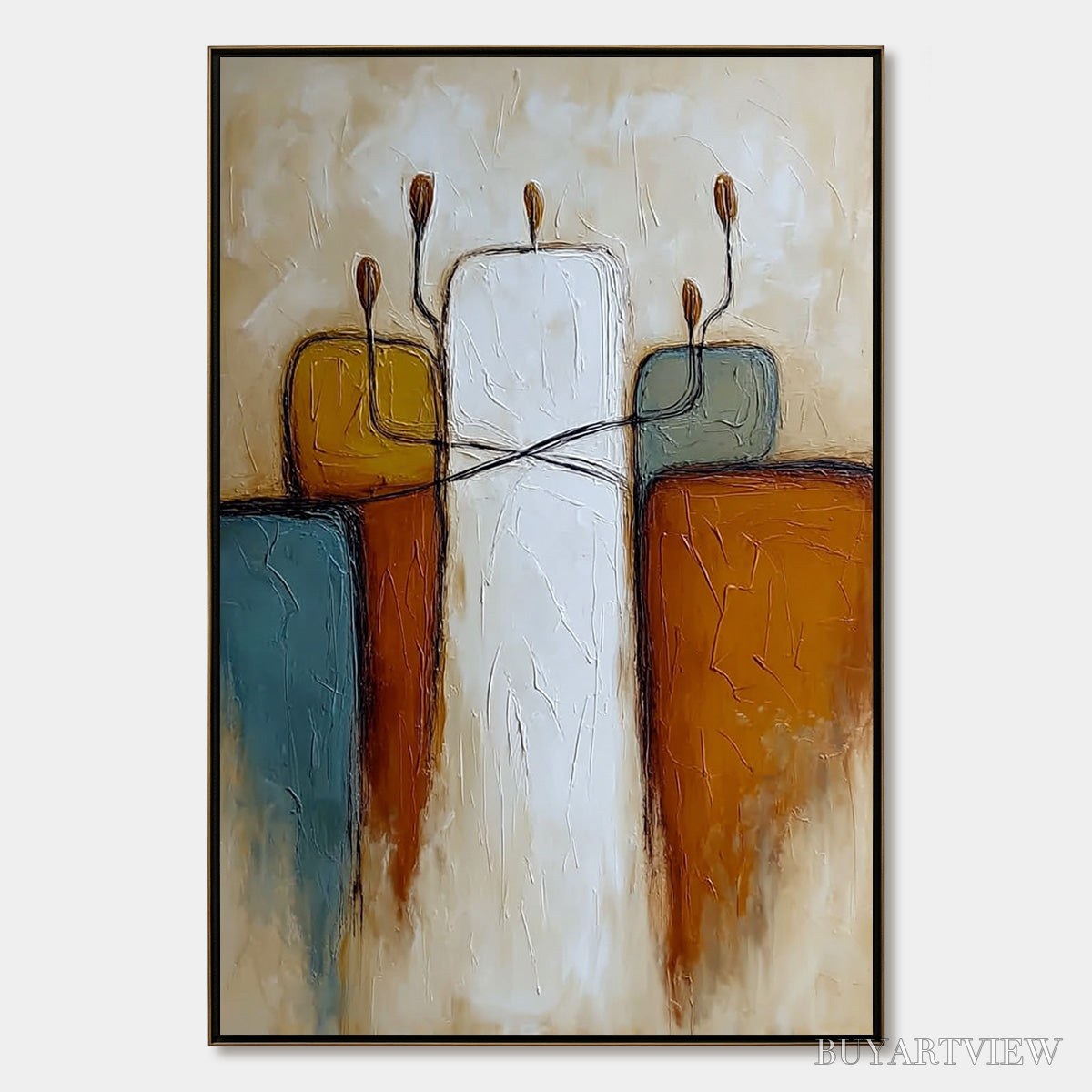 BUYARTVIEW Kindred – Textured Abstract Figurative Painting of Unity - image 1