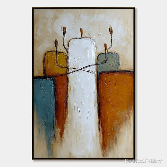 BUYARTVIEW Kindred – Textured Abstract Figurative Painting of Unity - image 1