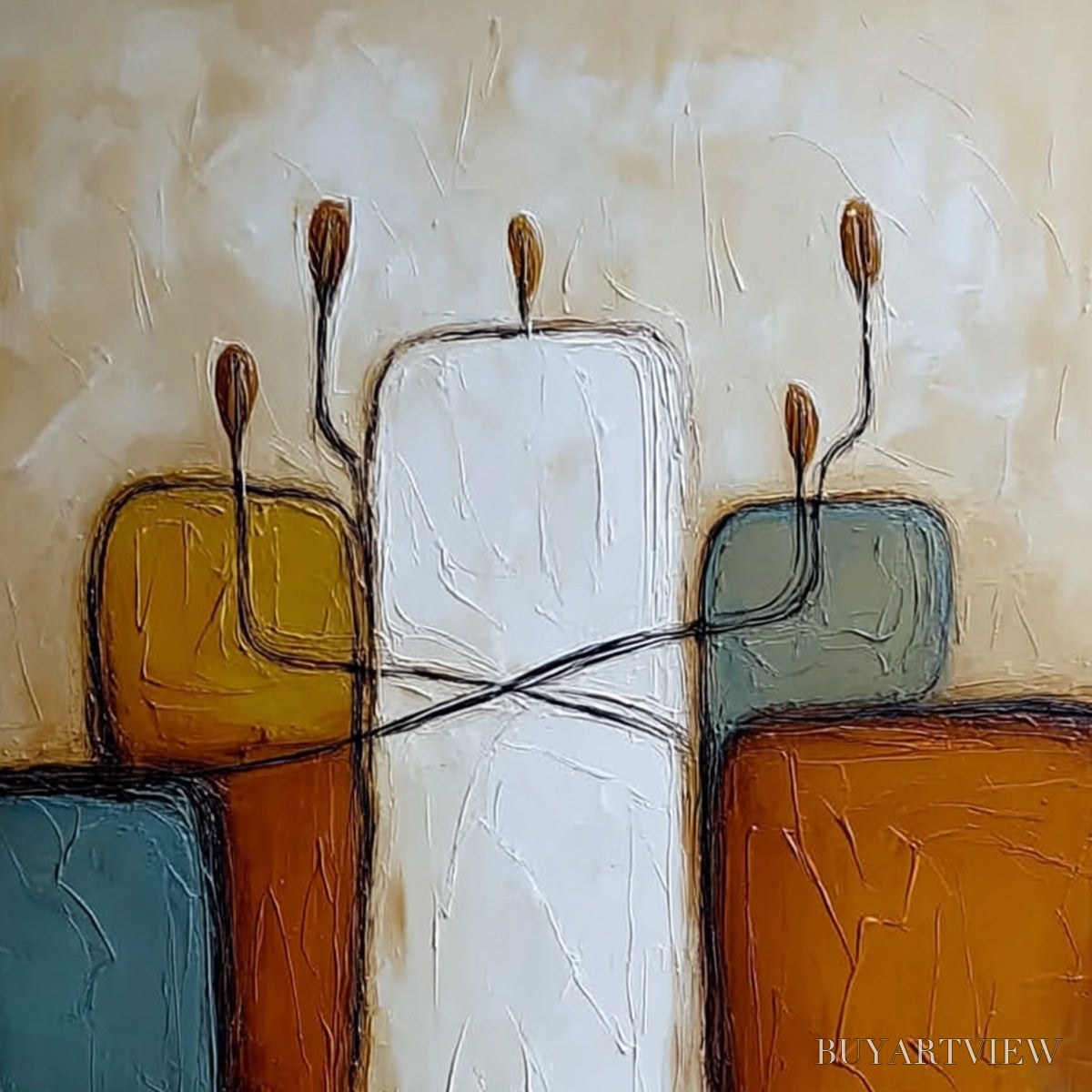 BUYARTVIEW Kindred – Textured Abstract Figurative Painting of Unity - image 3