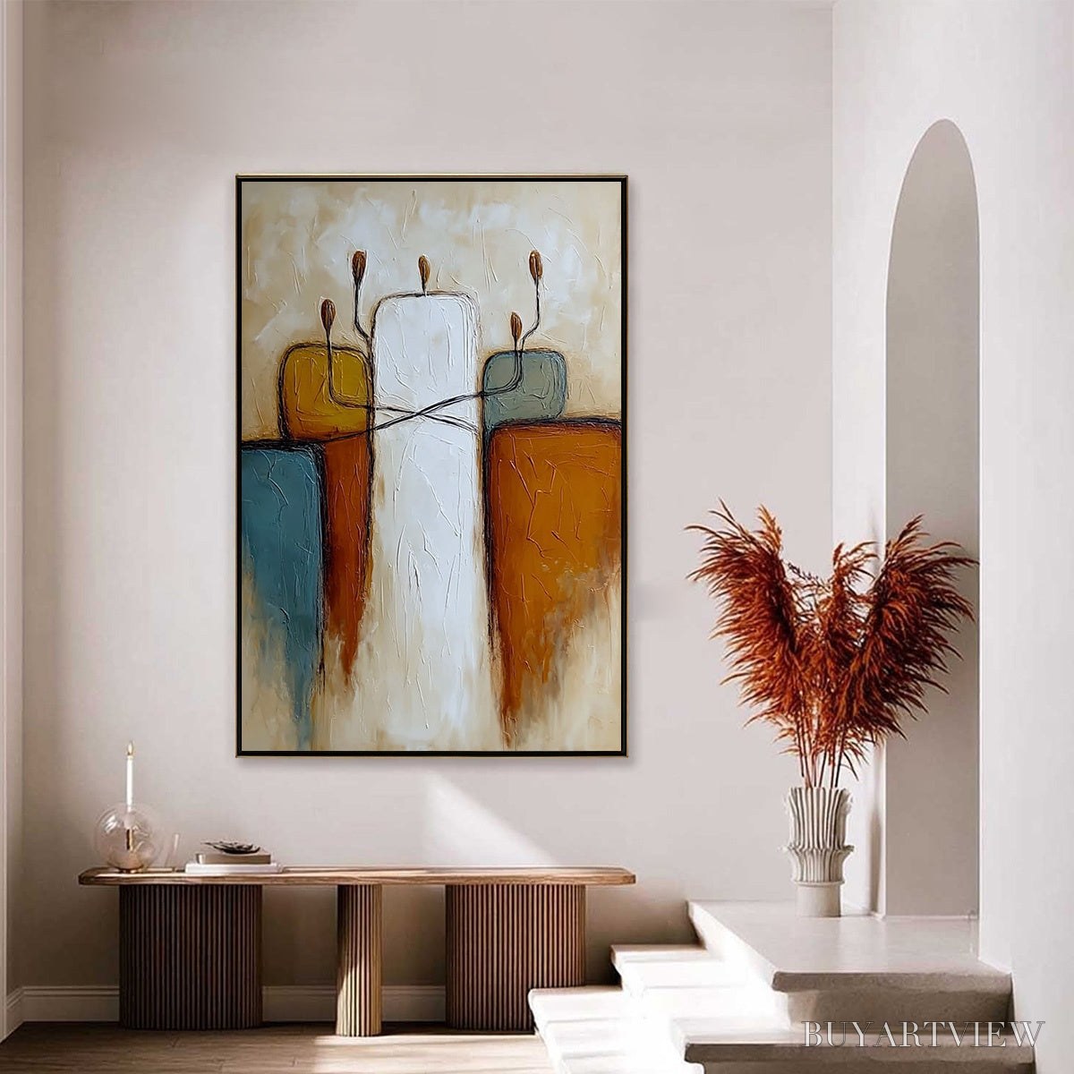 BUYARTVIEW Kindred – Textured Abstract Figurative Painting of Unity - image 4