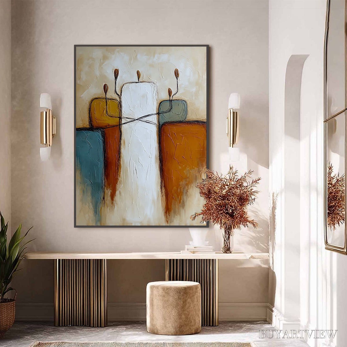 BUYARTVIEW Kindred – Textured Abstract Figurative Painting of Unity - image 6