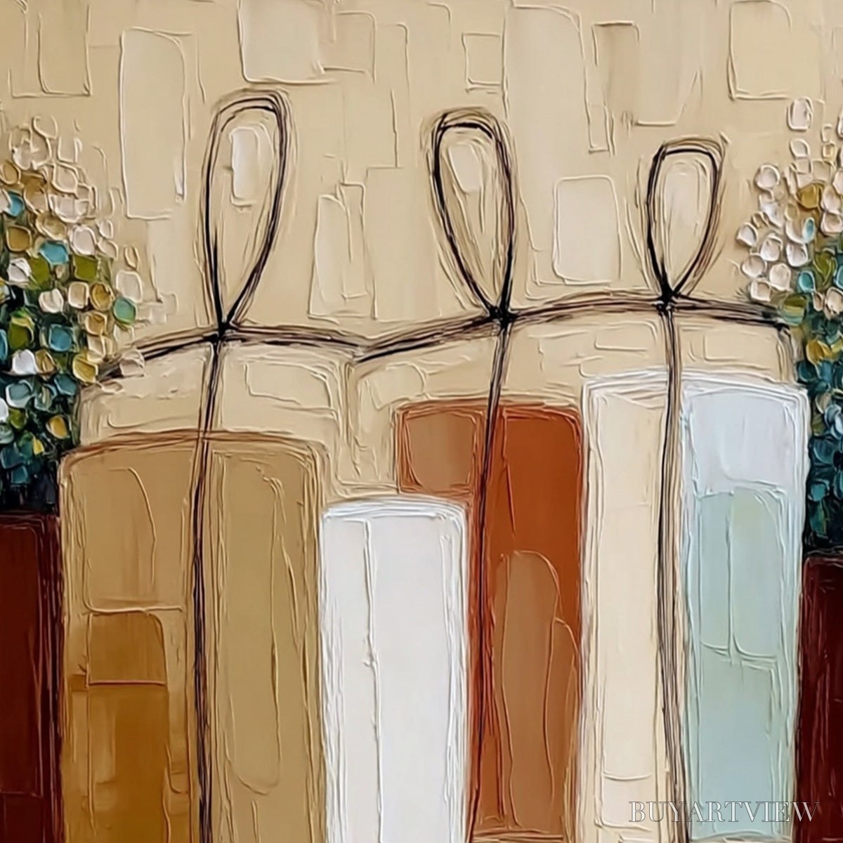 BUYARTVIEW Kindred Spirits – Textured Abstract Figurative Impasto Painting - image 3