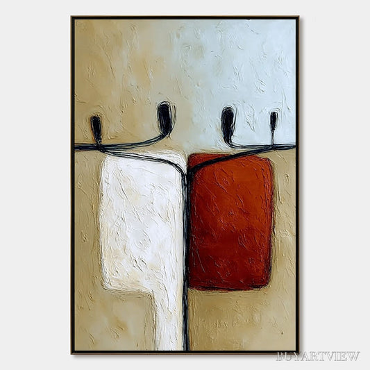 BUYARTVIEW Unity – Textured Abstract Figurative Painting of Human Connection - image 1