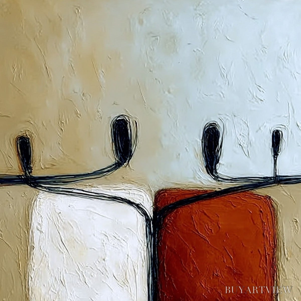 BUYARTVIEW Unity – Textured Abstract Figurative Painting of Human Connection - image 3