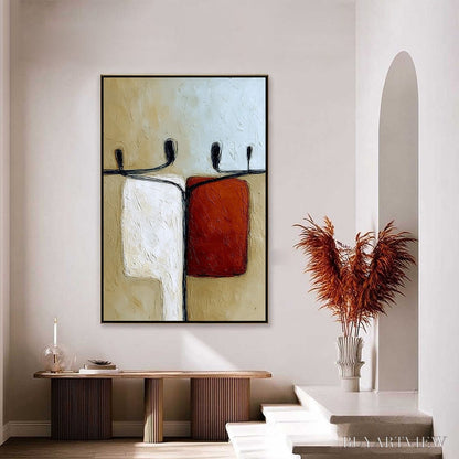 BUYARTVIEW Unity – Textured Abstract Figurative Painting of Human Connection - image 4