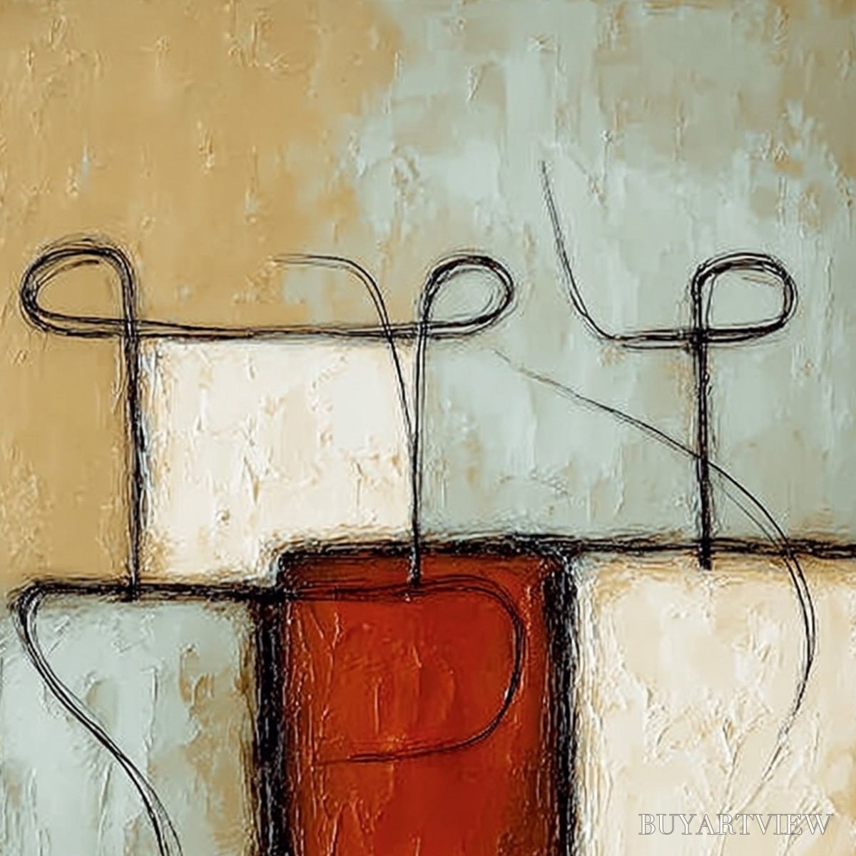 BUYARTVIEW Connection – Textured Minimalist Abstract Figurative Painting - image 3