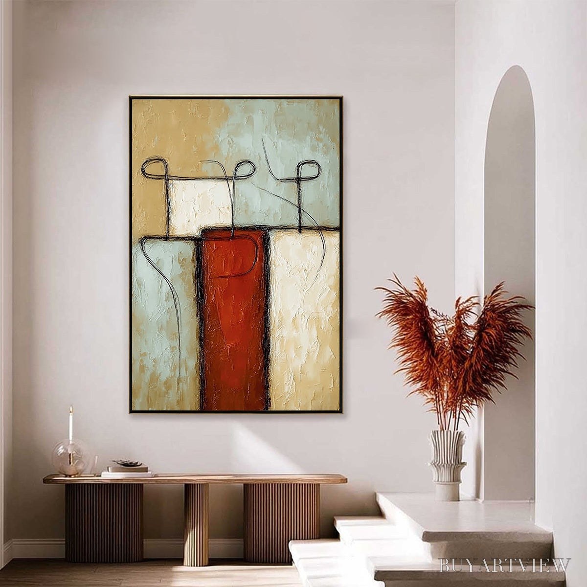 BUYARTVIEW Connection – Textured Minimalist Abstract Figurative Painting - image 4