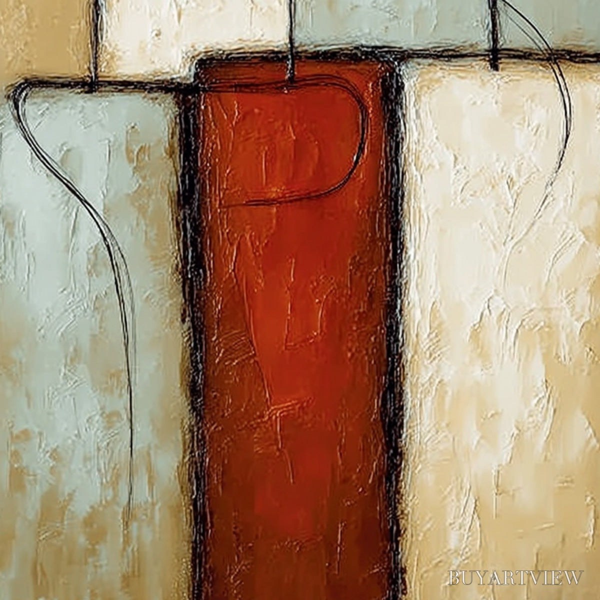BUYARTVIEW Connection – Textured Minimalist Abstract Figurative Painting - image 5
