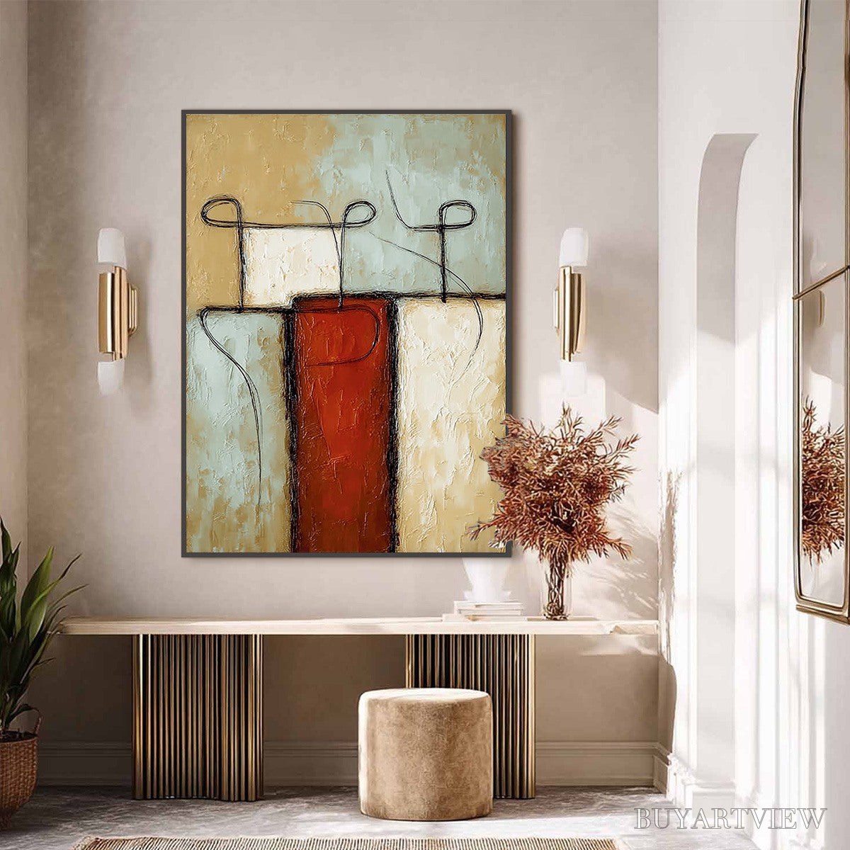 BUYARTVIEW Connection – Textured Minimalist Abstract Figurative Painting - image 6