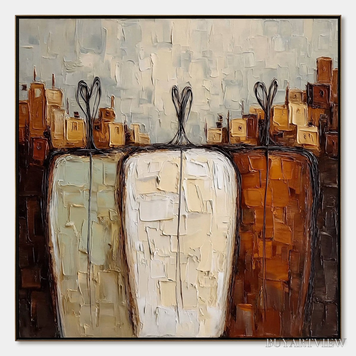 BUYARTVIEW Together – Textured Impasto Abstract Figurative Painting - image 1
