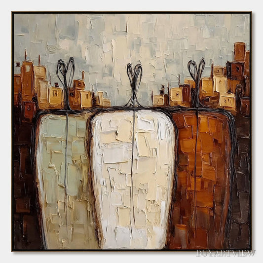 BUYARTVIEW Together – Textured Impasto Abstract Figurative Painting - image 1