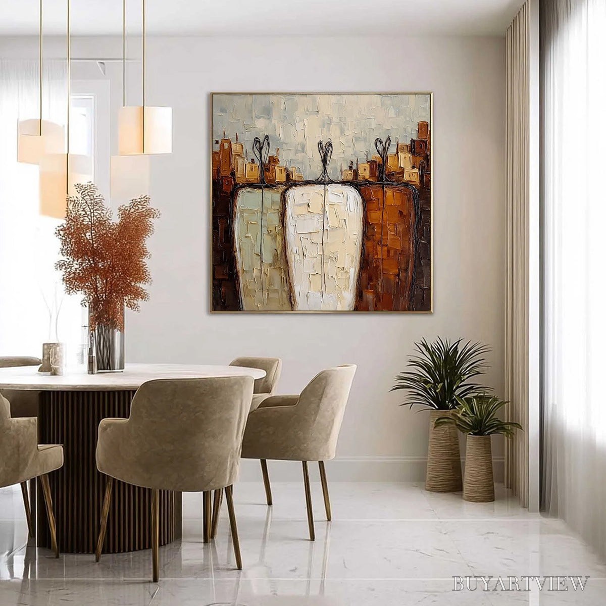 BUYARTVIEW Together – Textured Impasto Abstract Figurative Painting - image 4