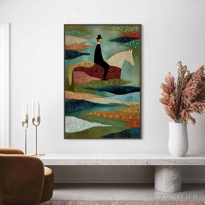 BUYARTVIEW the Sojourner – Textured Figurative Painting of a Rider on Horseback - image 6