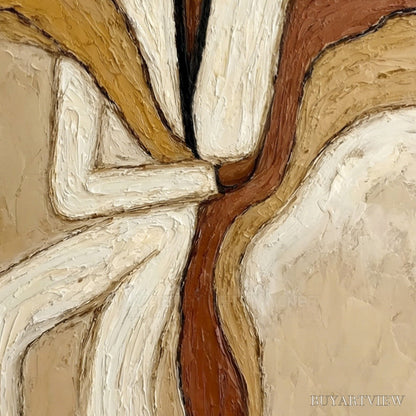 BUYARTVIEW Repose – Textured Abstract Figure Painting in Neutral Tones - image 3