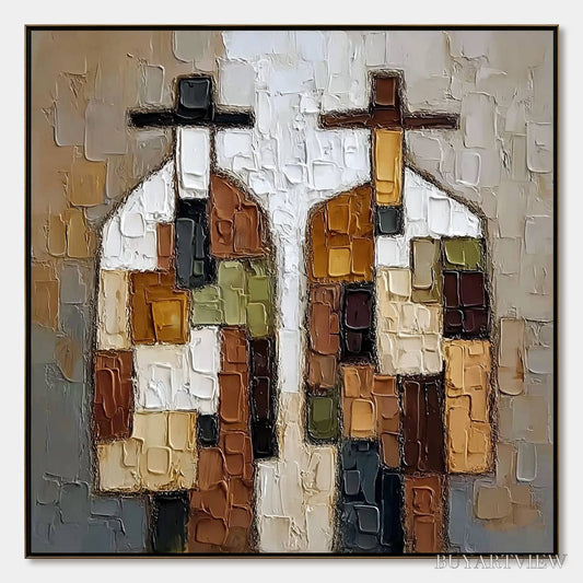 BUYARTVIEW Companions – Textured Abstract Figurative Impasto Painting - image 1