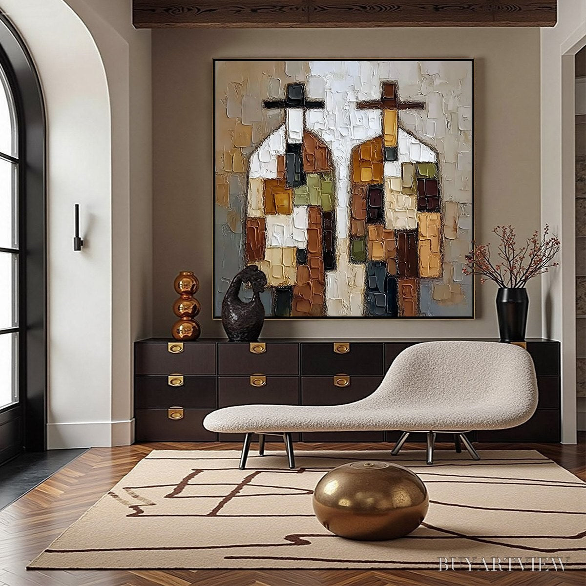 BUYARTVIEW Companions – Textured Abstract Figurative Impasto Painting - image 4