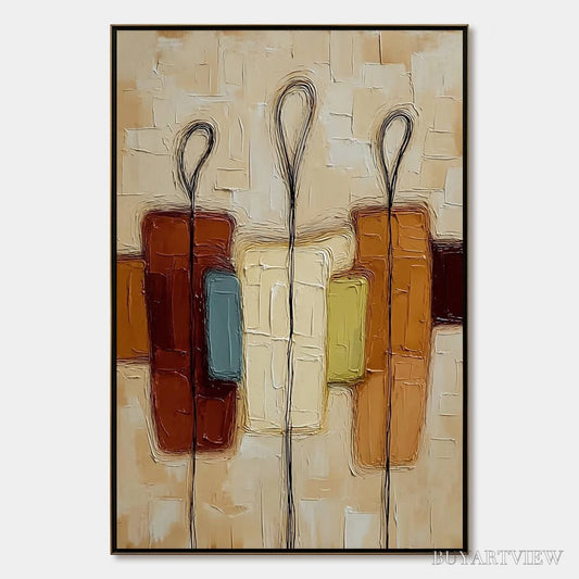 BUYARTVIEW Kinship – Textured Abstract Figurative Painting of Three People - image 1