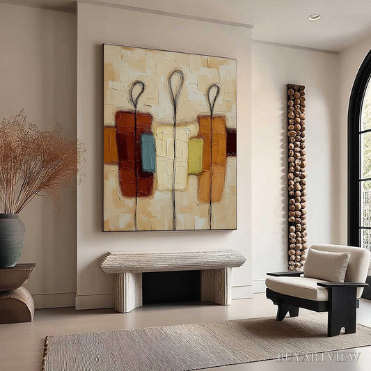 BUYARTVIEW Kinship – Textured Abstract Figurative Painting of Three People - image 2