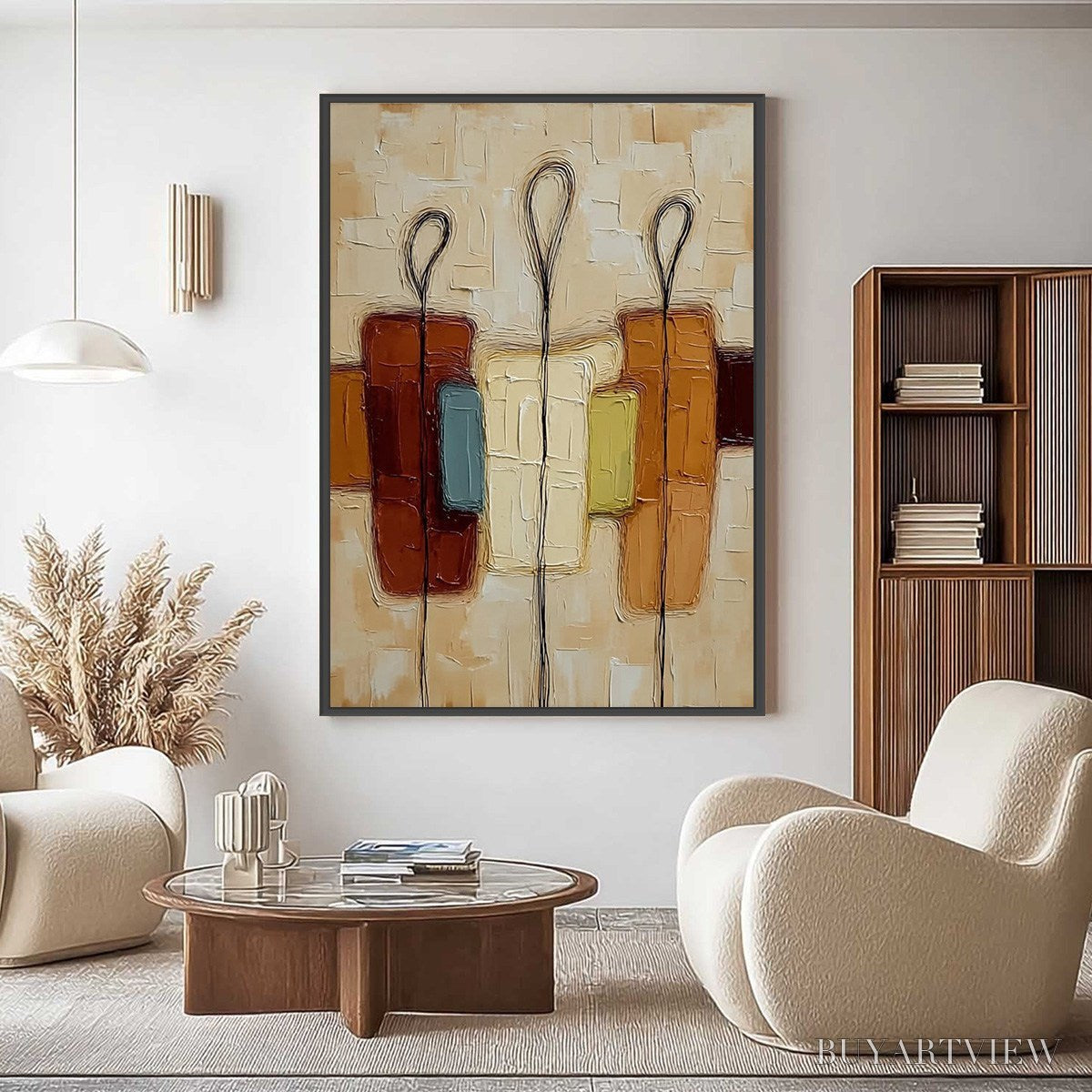 BUYARTVIEW Kinship – Textured Abstract Figurative Painting of Three People - image 4