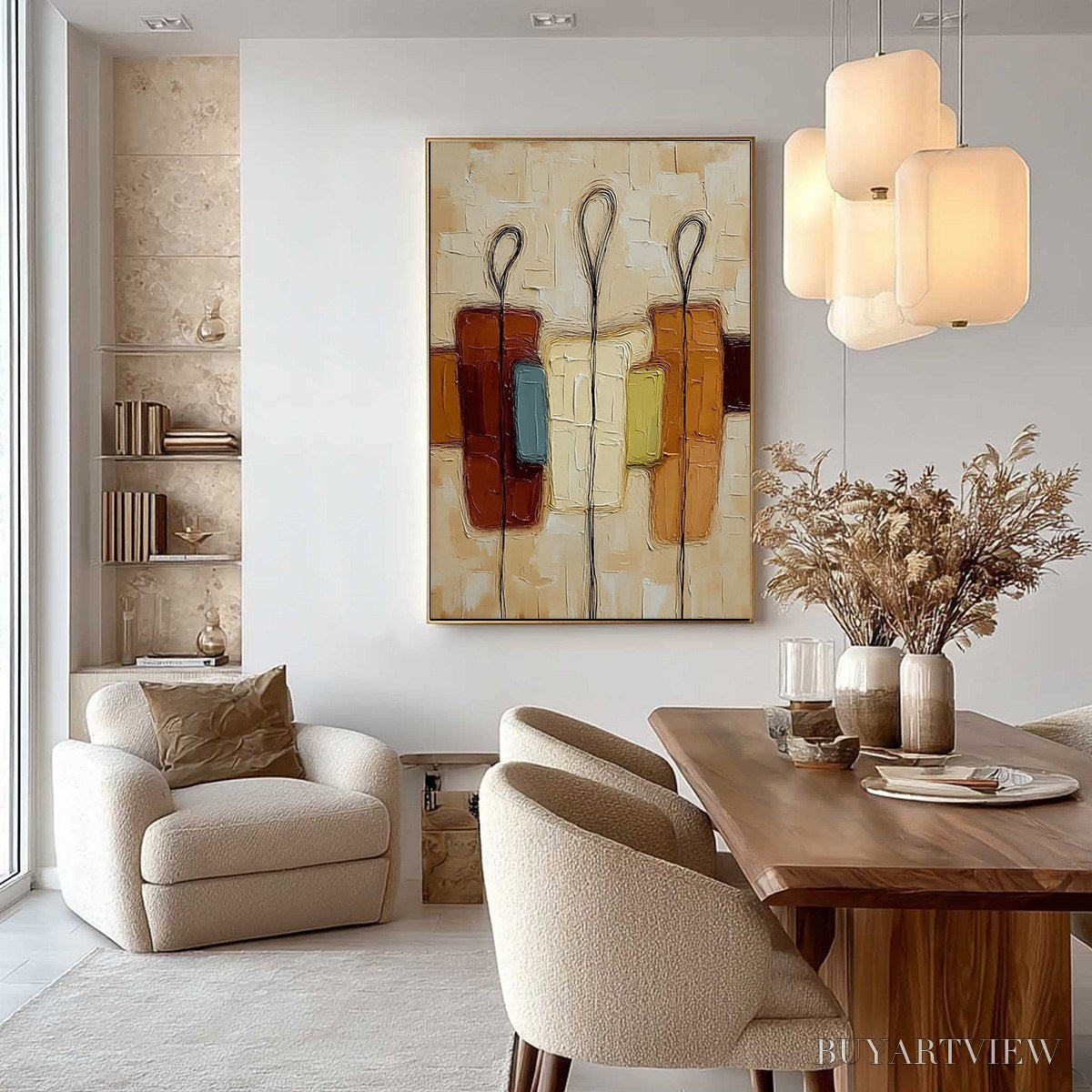 BUYARTVIEW Kinship – Textured Abstract Figurative Painting of Three People - image 6