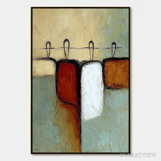 BUYARTVIEW Gathering – Textured Wabi Sabi Abstract Figurative Painting - image 1