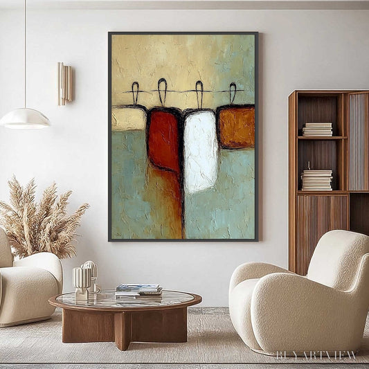 BUYARTVIEW Gathering – Textured Wabi Sabi Abstract Figurative Painting - image 2