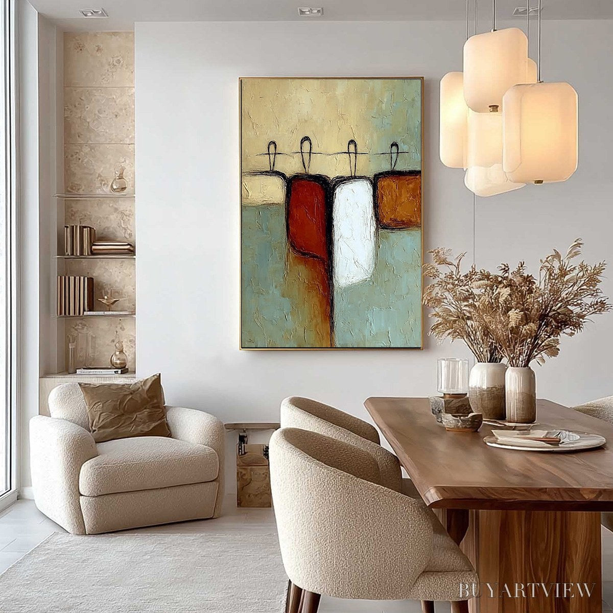 BUYARTVIEW Gathering – Textured Wabi Sabi Abstract Figurative Painting - image 4