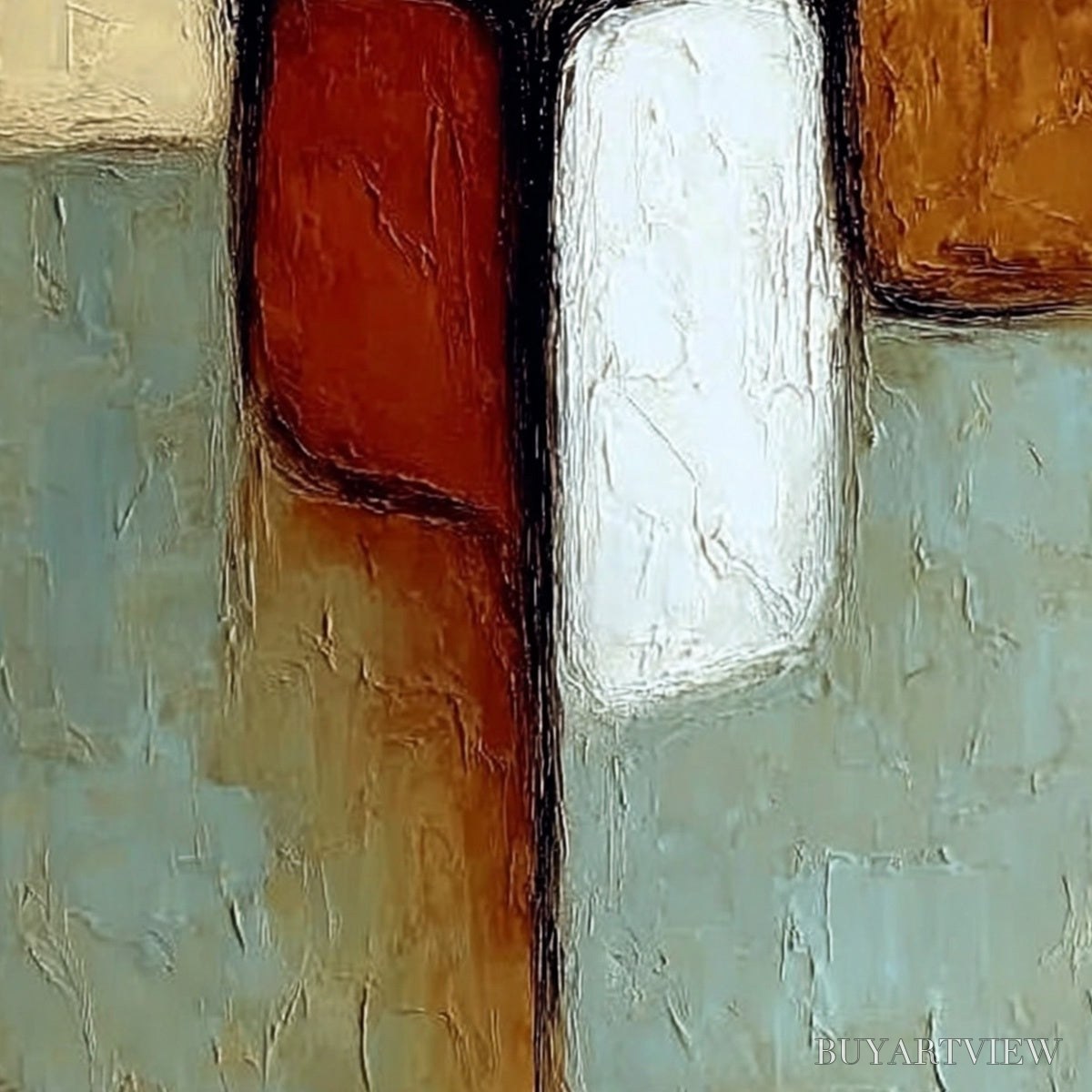 BUYARTVIEW Gathering – Textured Wabi Sabi Abstract Figurative Painting - image 5