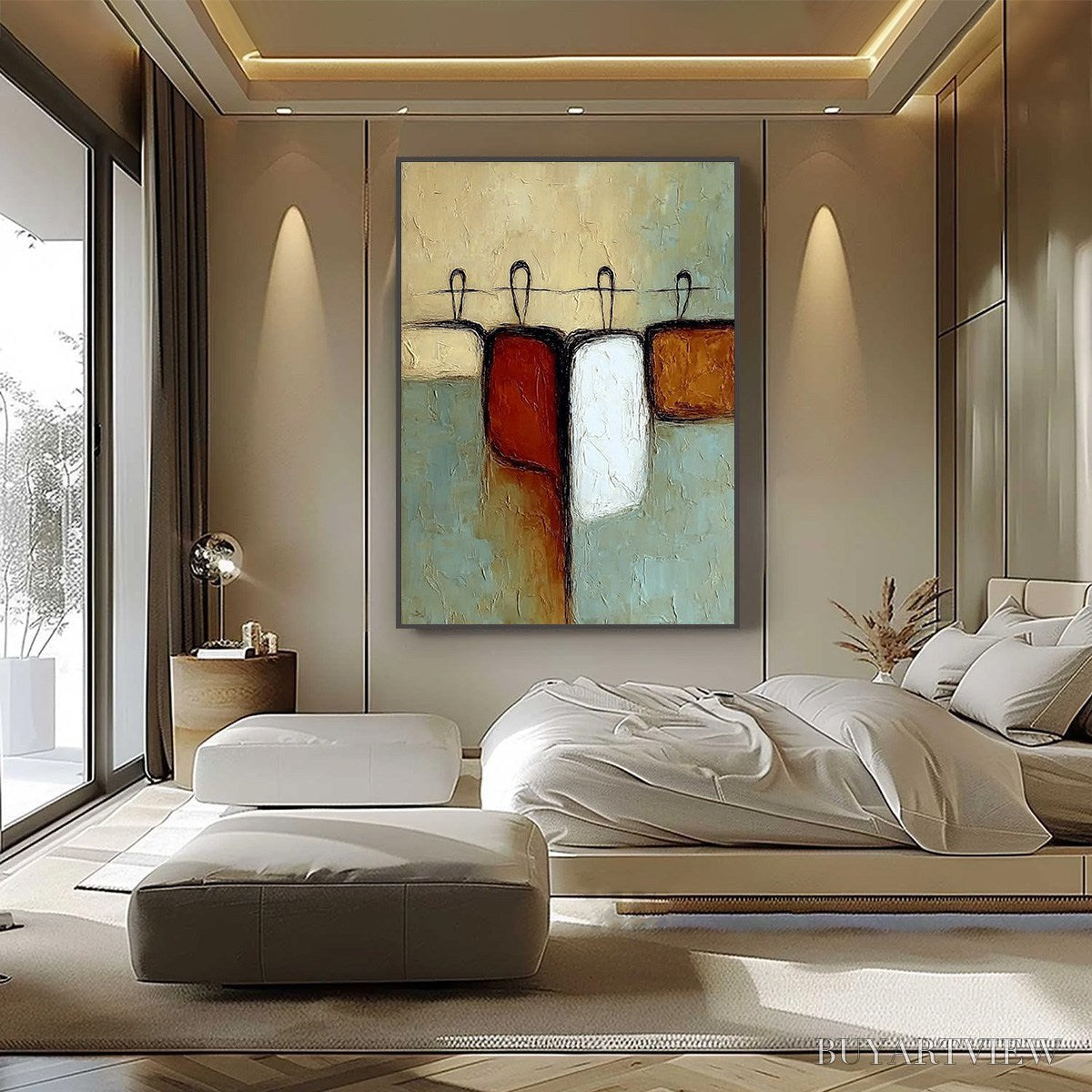 BUYARTVIEW Gathering – Textured Wabi Sabi Abstract Figurative Painting - image 6