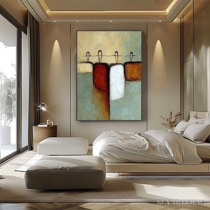 BUYARTVIEW Gathering – Textured Wabi Sabi Abstract Figurative Painting - image 6