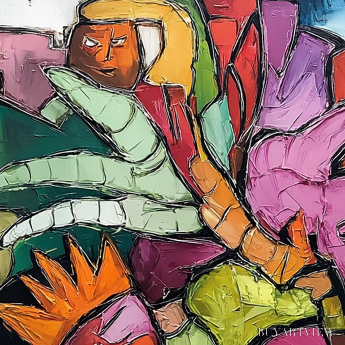 BUYARTVIEW Urban Mosaic – Colorful Abstract Figurative Crowd Painting - image 3
