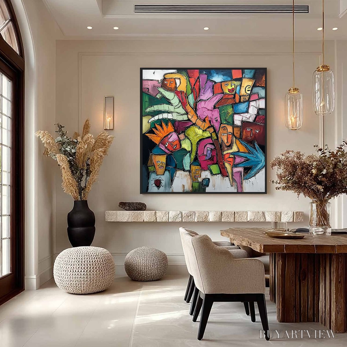 BUYARTVIEW Urban Mosaic – Colorful Abstract Figurative Crowd Painting - image 4