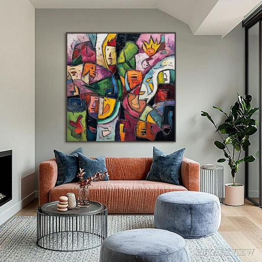 BUYARTVIEW Carnival of Souls – Large Colorful Abstract Figurative - image 2