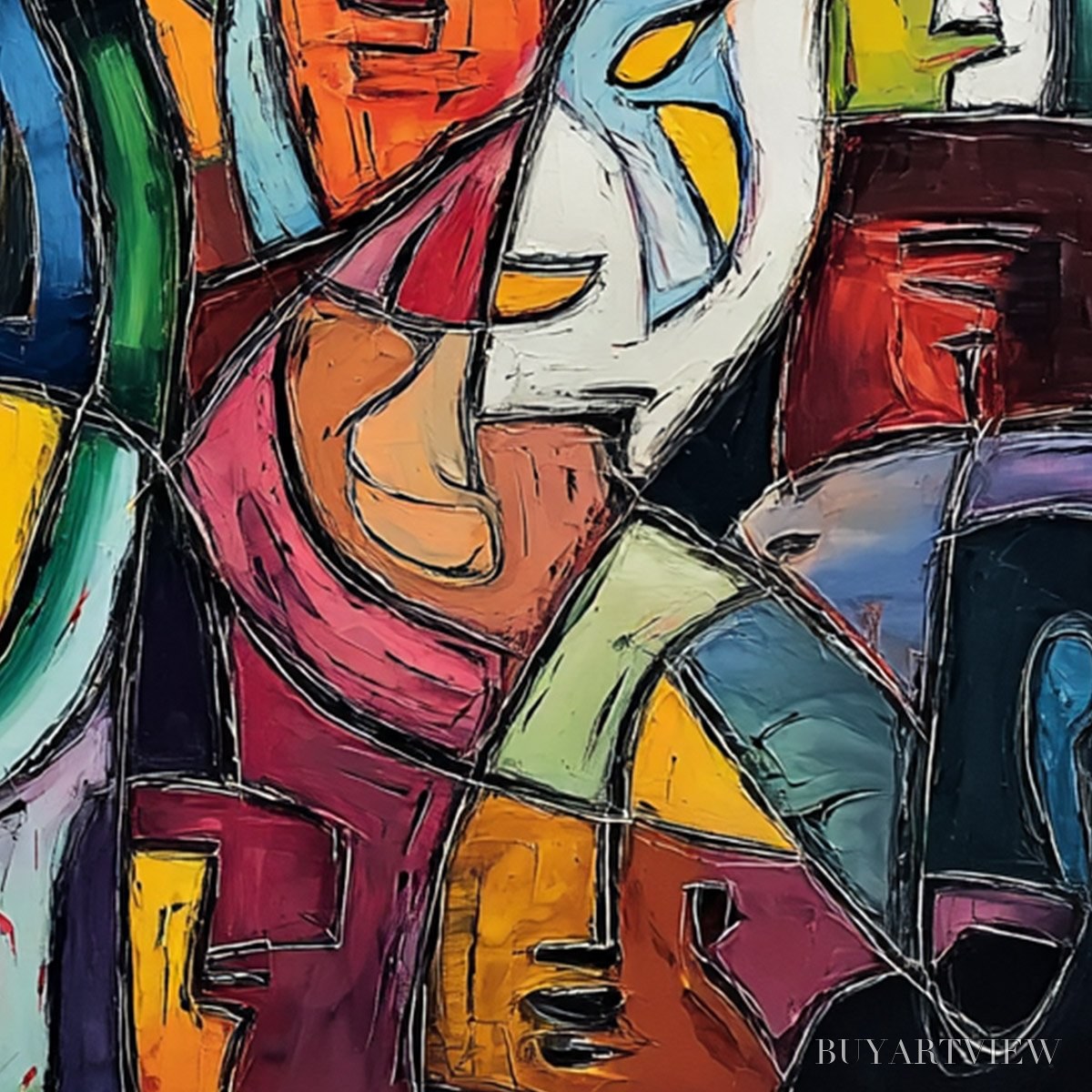 BUYARTVIEW Carnival of Souls – Large Colorful Abstract Figurative - image 3