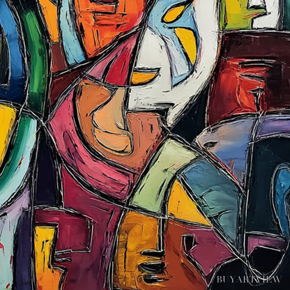 BUYARTVIEW Carnival of Souls – Large Colorful Abstract Figurative - image 3