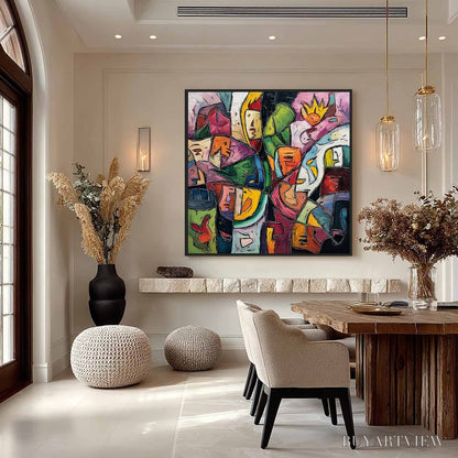 BUYARTVIEW Carnival of Souls – Large Colorful Abstract Figurative - image 4