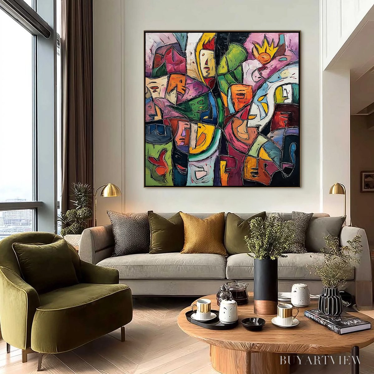 BUYARTVIEW Carnival of Souls – Large Colorful Abstract Figurative - image 6