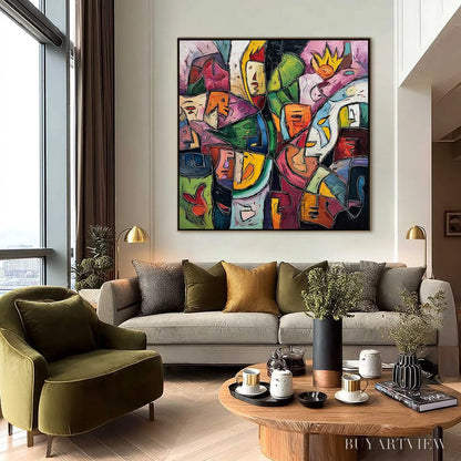BUYARTVIEW Carnival of Souls – Large Colorful Abstract Figurative - image 6