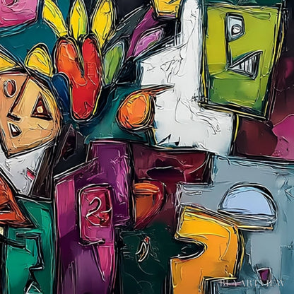 BUYARTVIEW Urban Mosaic – Colorful Abstract People Painting with Heavy Texture - image 3