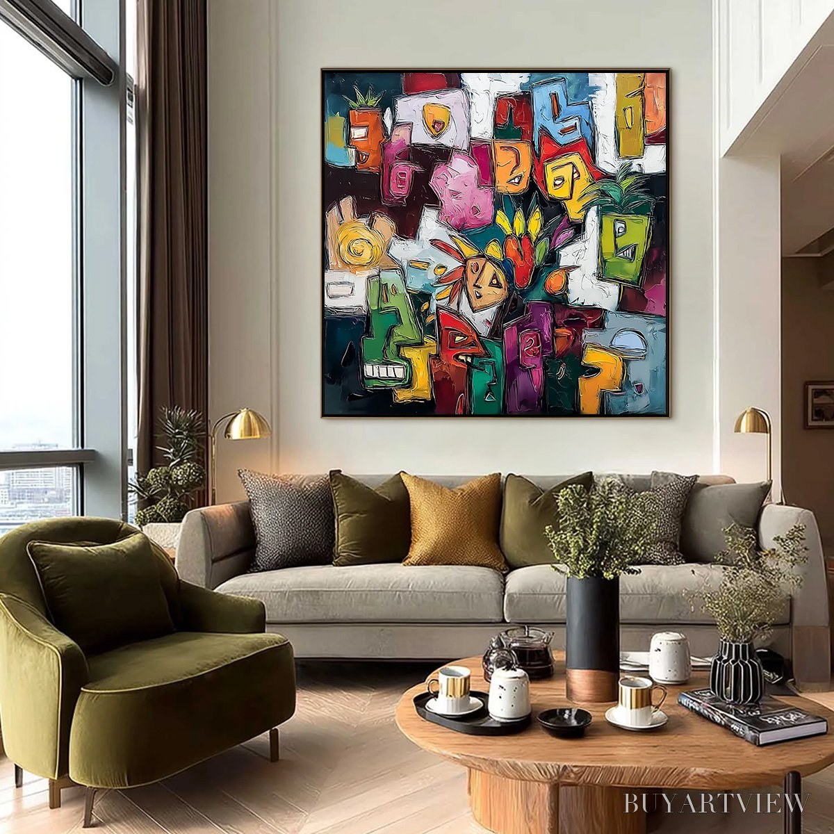 BUYARTVIEW Urban Mosaic – Colorful Abstract People Painting with Heavy Texture - image 6