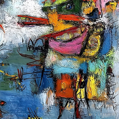 BUYARTVIEW Confrontation – Vibrant Abstract Figurative Expressionist Painting - image 3